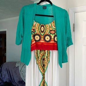 FUN summer maxi dress w/ little jacket.  Sz 2x in excellent condition  worn 2x
